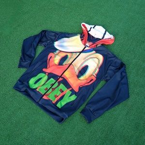 Donald Duck Oregon Green OBEY Zip-Up Adult M Activist Counterculture Hoodie New